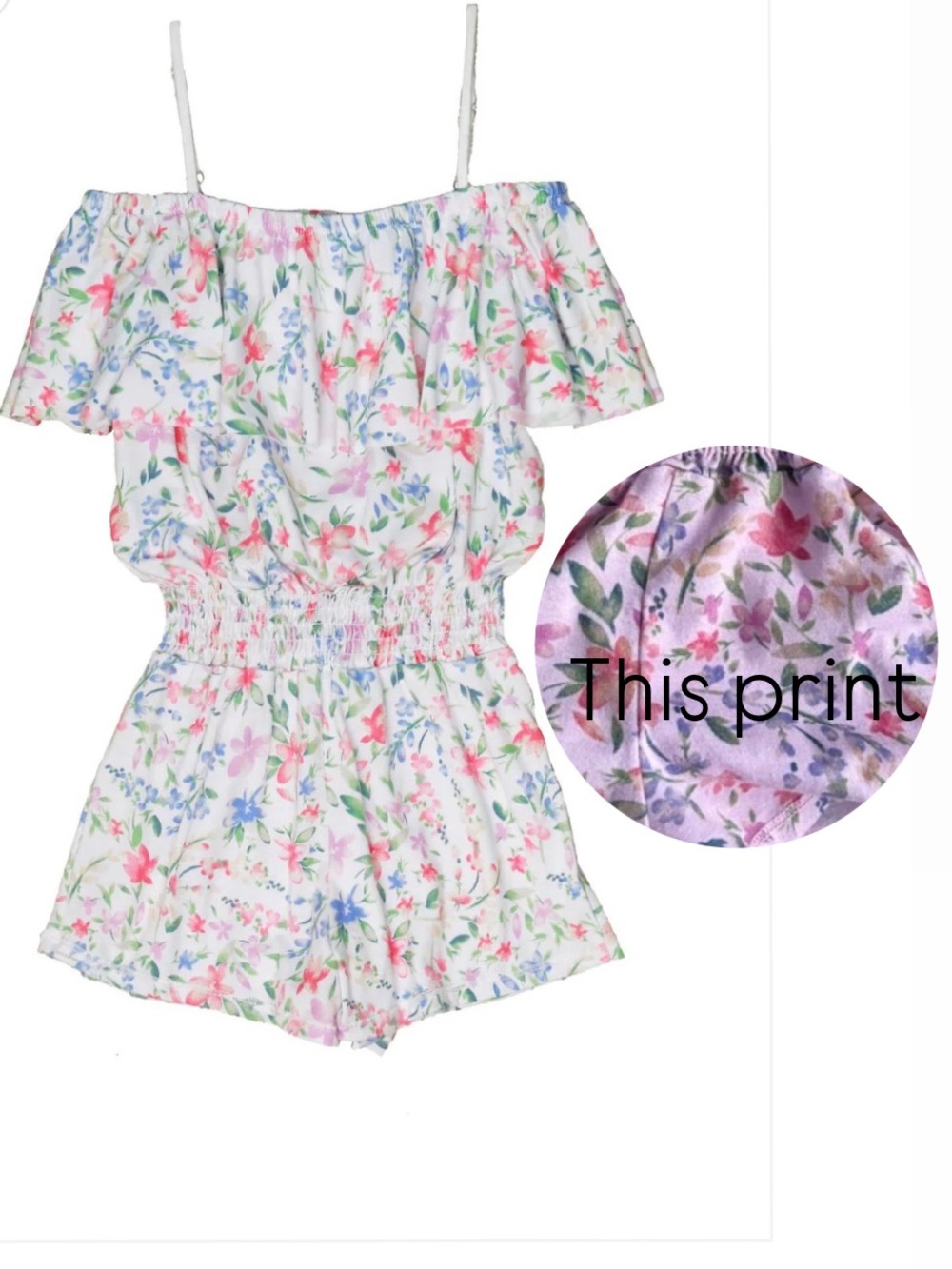 T2love ruffle romper in floral lilac print